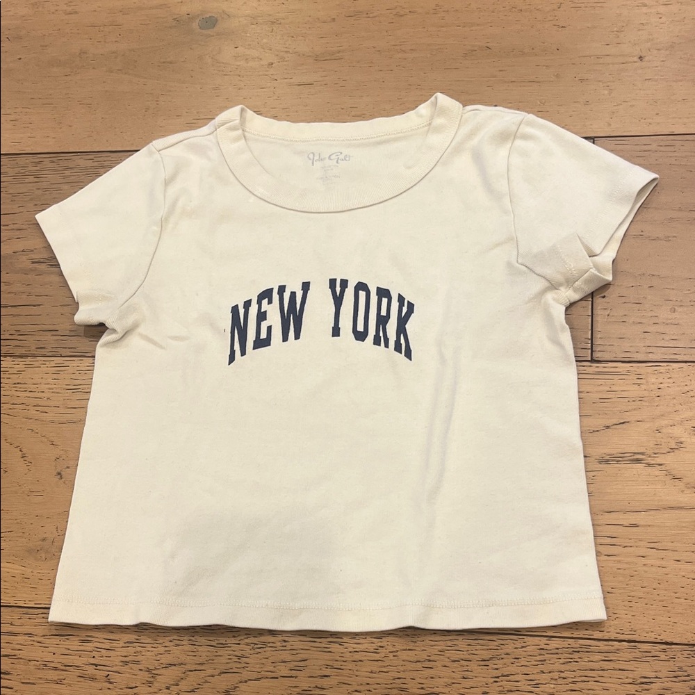 Brandy Melville Cream Tee with Navy "New York" Print